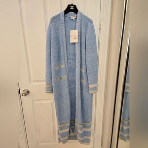 NWT Chanel 23P Pre-Spring Pastel Blue, Green, Pink Open Front Duster FR 44